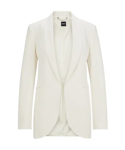 Hugo Boss Regular-fit Jacket With Edge-to-edge Front In White