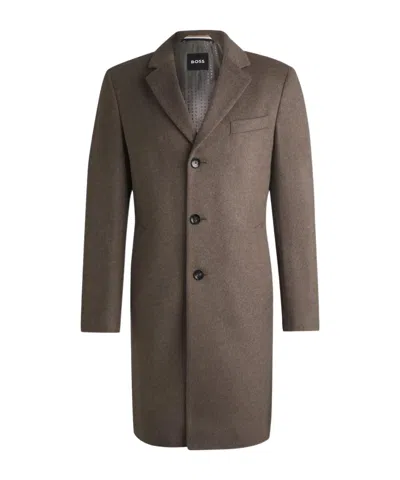 Hugo Boss Long-sleeved Coat In Brown