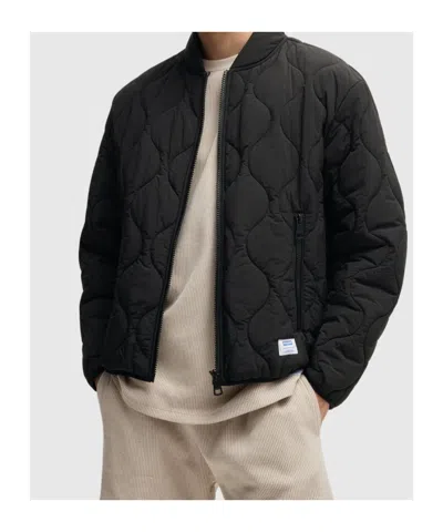 Hugo Boss Long-sleeved Cotton Jacket In Black