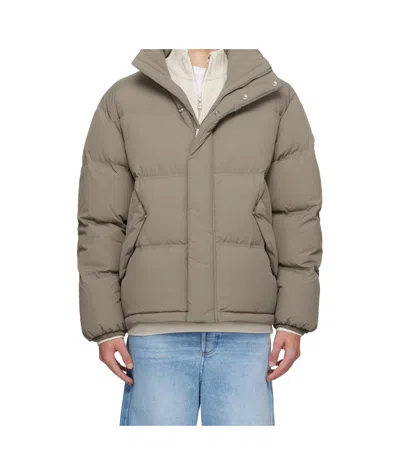 Hugo Boss Long-sleeved Down Jacket In Gray