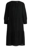 Hugo Boss Long-sleeved Dress In Fil-coup Fabric In Black