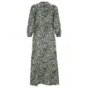 Hugo Boss Long-sleeved Dress In Printed Canvas With Buttoned Placket In Multi