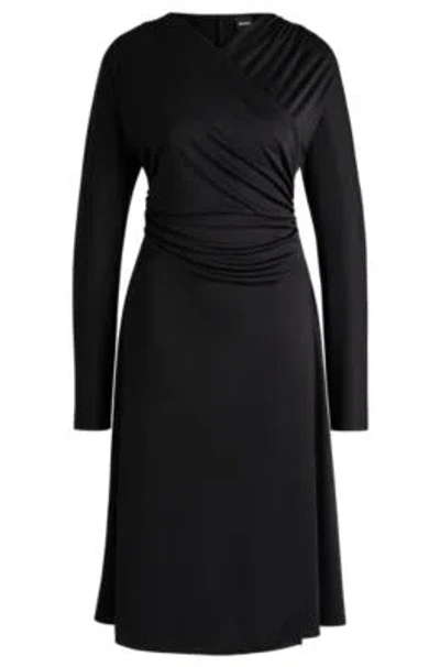 HUGO BOSS LONG-SLEEVED DRESS WITH WRAP FRONT