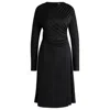 Hugo Boss Twist-detail Long-sleeve Midi Dress In Black