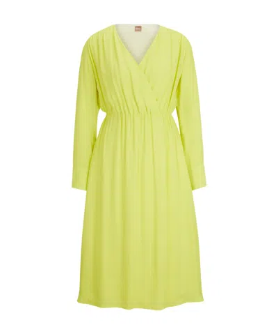 Hugo Boss Long Sleeved Dress In Yellow