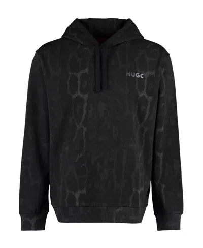 Hugo Boss Long-sleeved Hooded Sweater In Black