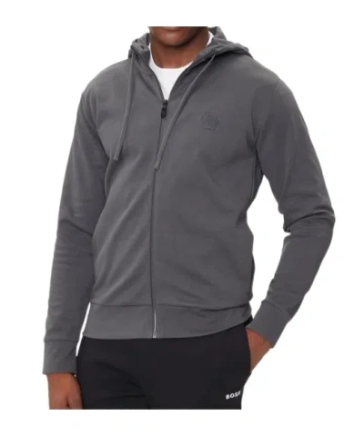 Hugo Boss Long-sleeved Hooded Sweatshirt In Gray