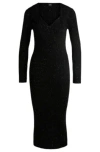Hugo Boss Long-sleeved Knitted Dress With Sequin Embellishments In Black