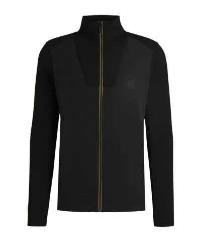 Hugo Boss Long-sleeved Knitted Jacket In Black