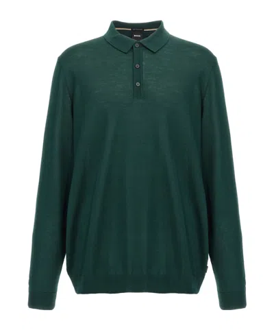 HUGO BOSS BOSS HUGO BOSS LONG-SLEEVED FINE-KNIT POLO SHIRT