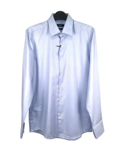 Hugo Boss Long-sleeved Lapel Shirt In Blue