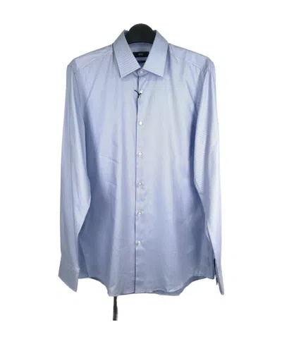Hugo Boss Long-sleeved Lapel Shirt In Blue