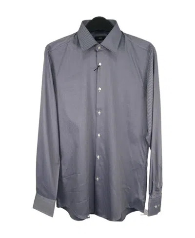 Hugo Boss Long-sleeved Lapel Shirt In Gray