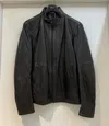 Hugo Boss Long-sleeved Leather Jacket In Black