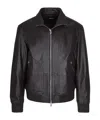 Hugo Boss Giubbino In Nappa Con Zip Doppia Dark Brown In Black
