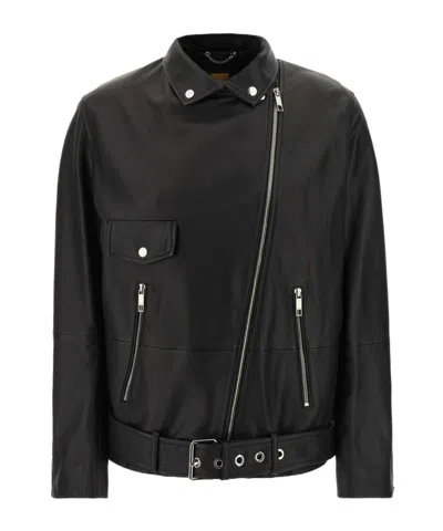 HUGO BOSS BOSS HUGO BOSS ZIP DETAILED LEATHER JACKET