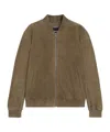 Hugo Boss Suede Zip-front Bomber Jacket In Brown