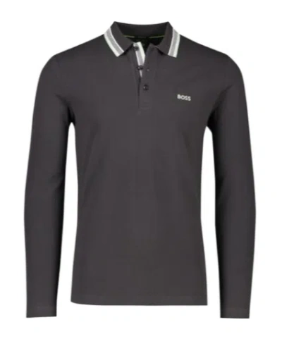 Hugo Boss Long-sleeved Polo Shirt In Black