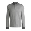 Hugo Boss Long-sleeved Polo Shirt In Cotton With Concealed Placket In Silver