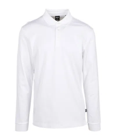 Hugo Boss Long-sleeved Polo Shirt In White