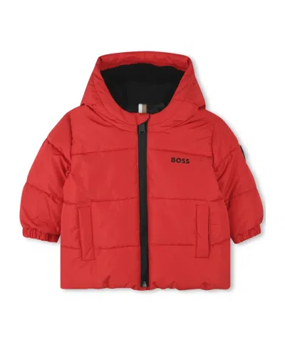 Hugo Boss Long-sleeved Quilted Jacket In Red