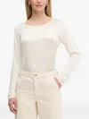 Hugo Boss Long-sleeved Round-neck T-shirt In Neutral