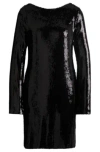 Hugo Boss Long-sleeved Sequinned Dress In Black
