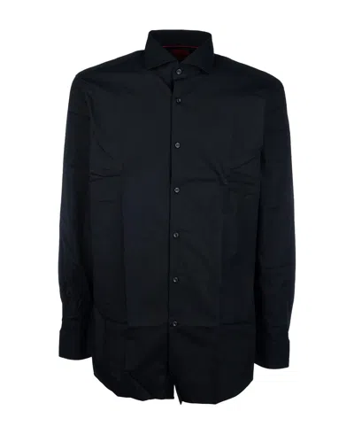 Hugo Boss Slim-fit Shirt In Performance-stretch Cotton-blend Jersey In Black