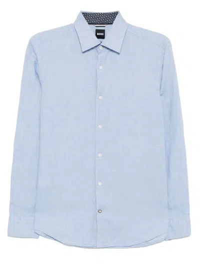 Hugo Boss Long-sleeved Shirt In Blue
