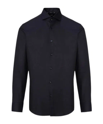 Hugo Boss Long-sleeved Shirt In Blue
