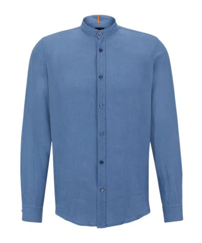 Hugo Boss Long-sleeved Shirt In Blue