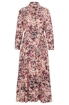 Hugo Boss Long-sleeved Shirt Dress In Floral-print Satin In Patterned