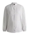 Hugo Boss Regular-fit Blouse In Striped Cotton Poplin In Gray