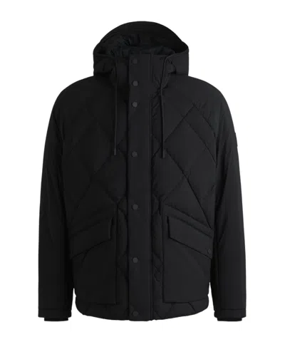 Hugo Boss Long-sleeved Short Down Jacket In Black