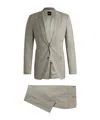 Hugo Boss Slim-fit Suit In Patterned Wool In Neutral