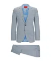 Hugo Boss Slim-fit Suit In Checked Performance-stretch Material In Blue