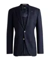Hugo Boss Regular-fit Suit Jacket In Micro-patterned Virgin Wool In Black