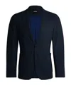 Hugo Boss Slim-fit Jacket In Micro-patterned Performance-stretch Fabric In Black