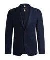 Hugo Boss Slim-fit Jacket In Micro-patterned Stretch Cloth In Black