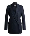 Hugo Boss Regular-fit Long-length Jacket In Denim-effect Twill In Blue