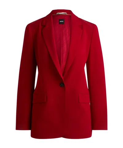 Hugo Boss Regular-fit Jacket In Crease-resistant Crepe In Red