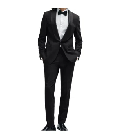 Hugo Boss Long-sleeved Suit Coat Slim Trousers In Black