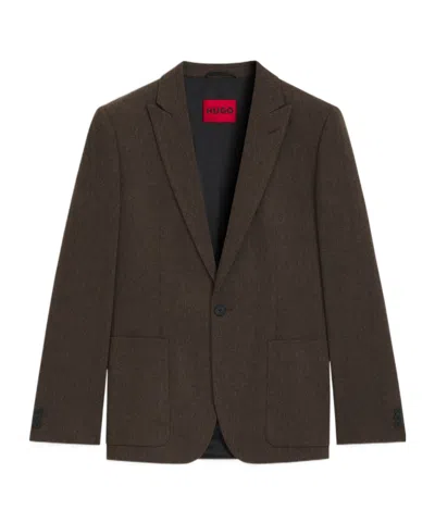 Hugo Boss Long-sleeved Suit Jacket In Brown