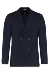 Hugo Boss Boss Double-breasted Wool Jacket In Blue