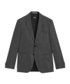 Hugo Boss Patterned Regular-fit Jacket In Virgin Wool In Gray