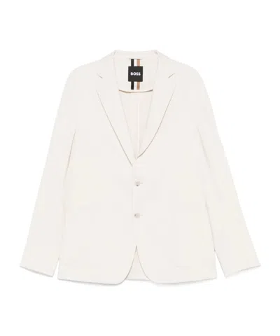 Hugo Boss Long-sleeved Suit Jacket In White