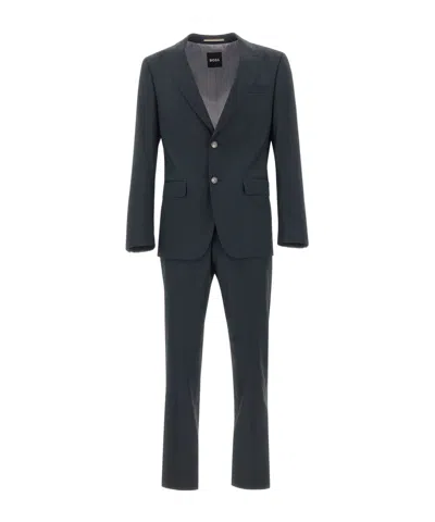 Hugo Boss H-huge Two-button Peak-lapel Suit In Blue