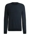 Hugo Boss Wool Silk Cashmere Sweater Crew-neck In Blue
