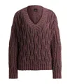 Hugo Boss V-neck Sweater With Structured Knit In Black