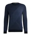 Hugo Boss H-eclaus Dark Blue Virgin-wool Sweater With 2 Tone Jacquard Pattern 50526845 404 In Black